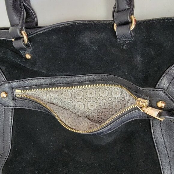 Moda Luxe Gray Tote Faux Leather Suede Purse Satchel - Picture 6 of 14